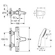 GROHE - Pack mitigeur thermostatique Grotherm 800 + Douchette 2 jets Vitalio Comfort 110 + Flexible1750 mm et support - vignette
