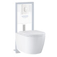 GROHE - Pack WC suspendu sans bride Start Round  + abattant frein de chute + Bâti-support autoportant + Plaque blanc alpin - vignette
