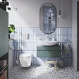 GROHE - Pack WC suspendu sans bride Start Round Ceramic  + Bati support hauteur réduite universel mur-sol + Plaque carré chromé - vignette