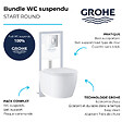 GROHE - Pack WC suspendu sans bride Start Round Ceramic + Abattant frein de chute + Bati support autoportant + Plaque carré chromé - vignette