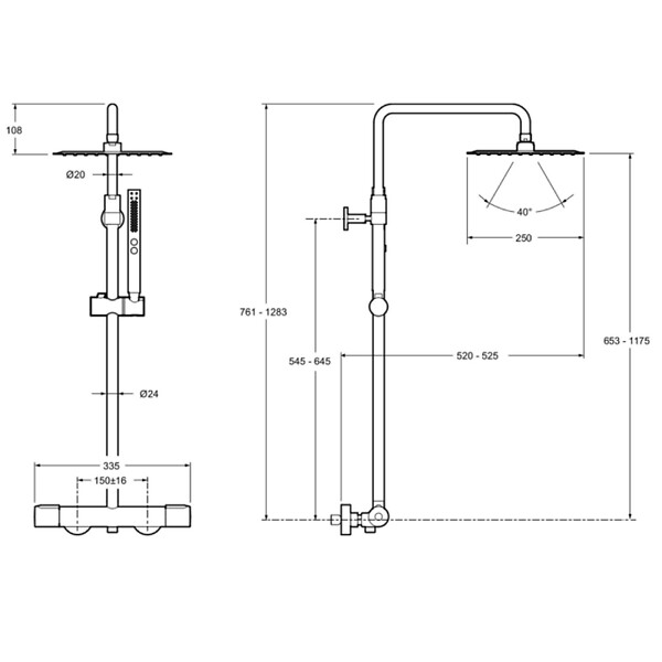 JACOB DELAFON - Colonne de douche thermostatique Métro - large