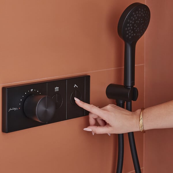 JACOB DELAFON - Colonne de douche encastrée thermostatique Grands Boulevards ronde noire mate - large