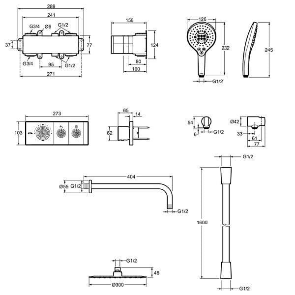 JACOB DELAFON - Colonne de douche encastrée thermostatique Grands Boulevards ronde noire mate - large