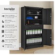TECTAKE - Armoire métallique noire de classement 2 tiroirs 40x80x180 cm portes solides renforcées bureau - vignette
