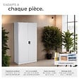 TECTAKE - Vestiaire métallique 6 casiers 1 penderie intégrée verrouillable gris acier revêtu par poudre 80x40x180 cm - vignette