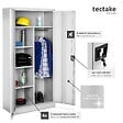 TECTAKE - Vestiaire métallique 6 casiers 1 penderie intégrée verrouillable gris acier revêtu par poudre 80x40x180 cm - vignette