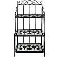 TECTAKE - Etagère pour plantes mosaïque 3 niveaux noir/blanc - vignette
