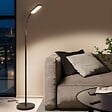TECTAKE - Lampe de sol Prisma LED, 5 modes d'éclairage, 12 W, dimmable noir - vignette
