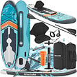 TECTAKE - Planche de stand up paddle gonflable polyvalente 2 en 1 sangle de pied turquoise orange 288 x 77 x 22,5 cm mousse eva - vignette
