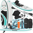 TECTAKE - Planche de stand-up paddle 2 en 1 gonflable kit complet blanc/turquoise, stable, légère, antidérapante - vignette