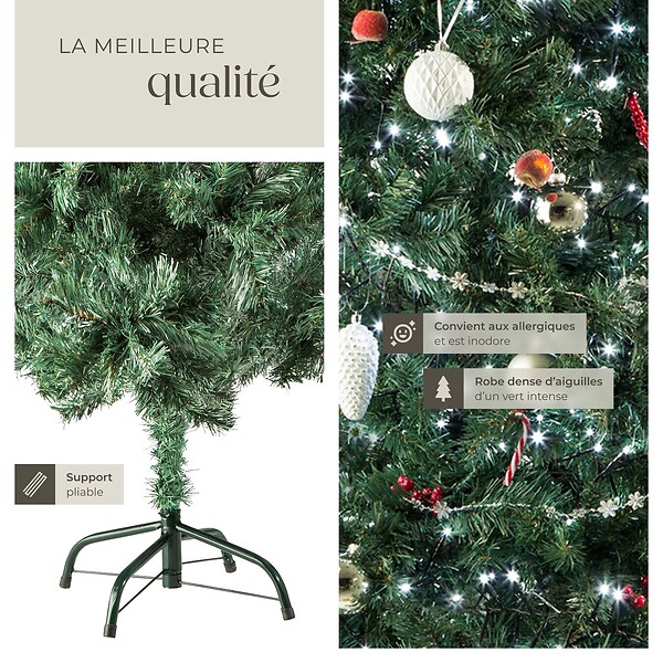 TECTAKE - Sapin de Noël artificiel avec support métallique  vert - large
