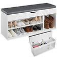 TECTAKE - Banc à chaussures NATALYA avec coussin d'assise 104x30x49cm blanc - vignette