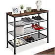 TECTAKE - Étagère à chaussures NEWPORT 80,5x30,5x72,5cm Bois foncé industriel, rustique - vignette