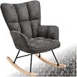 TECTAKE - Fauteuil à bascule TORVE rembourré Chenille anthracite - vignette