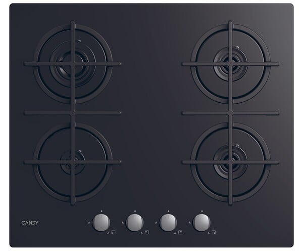 CANDY - Plaque de cuisson au Gaz CDK6KB - 4 zones - Verre trempé - large