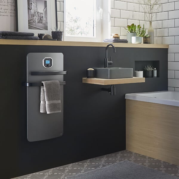 INTUIS - Sèche-serviettes électrique soufflant Helia Intuis - 500 W + 700 W - Anthracite - large