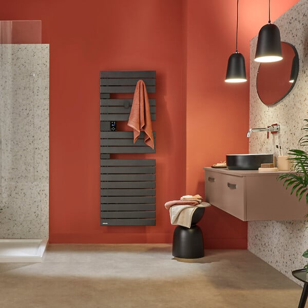 ATLANTIC - Sèche-serviettes connecté Nefertiti avec soufflerie mât à gauche 1750W anthracite - ATLANTIC - 850076 - large