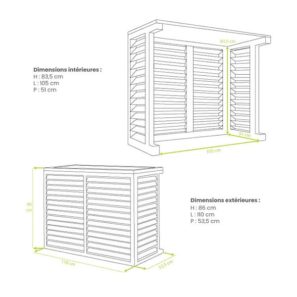 DECOCLIM - Cache unité extérieure en bois taille M - DECOCLIM - DECOCLIM-BM - large