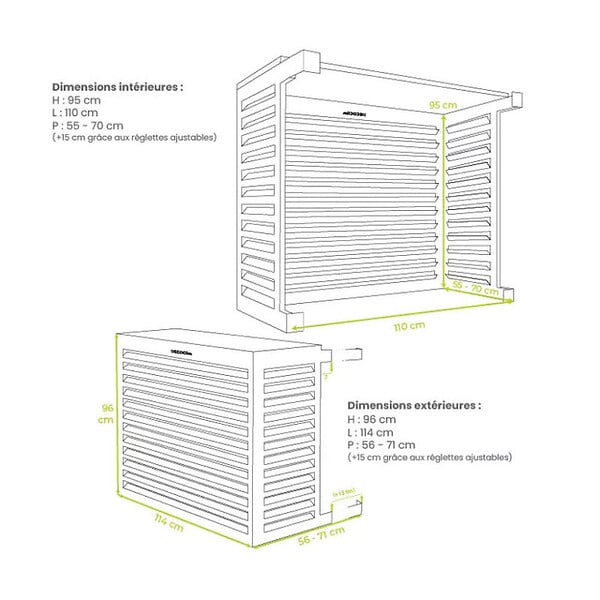 DECOCLIM - Cache unité extérieure en aluminium noir foncé taille L - DECOCLIM - 23AL9005 - large