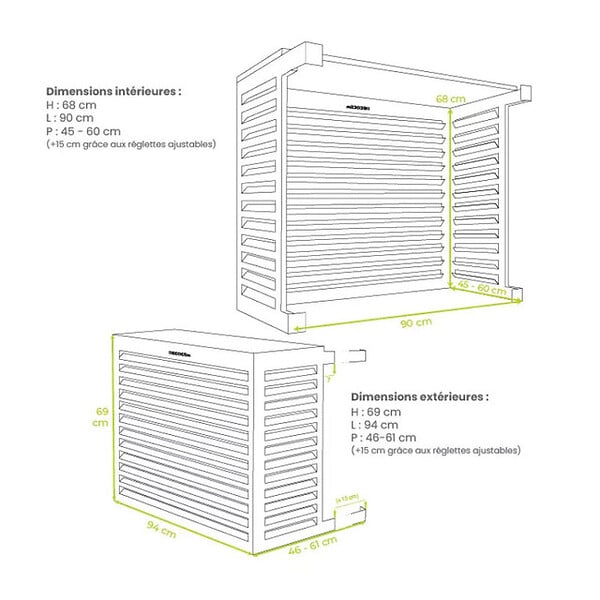 DECOCLIM - Cache unité extérieure en aluminium noir foncé taille S - DECOCLIM - 23AS9005 - large