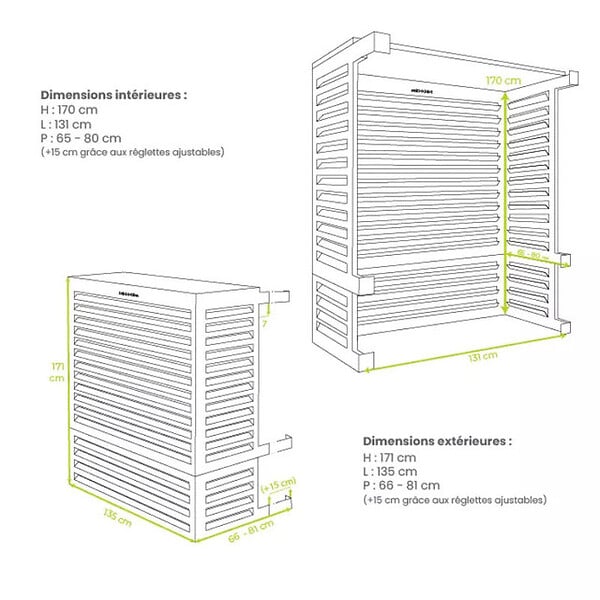 DECOCLIM - Extension hauteur pour caches DECOCLIM blanc crème taille XL - DECOCLIM-23AXL9001-PLUS - large