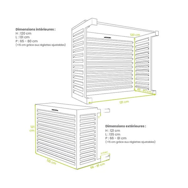 DECOCLIM - Cache unité extérieure en aluminium blanc crème taille XL - DECOCLIM - 23AXL9001 - large