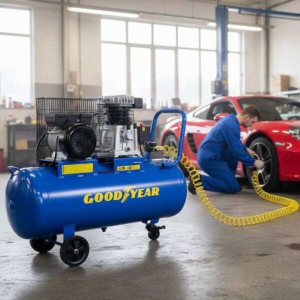 GOODYEAR - Compresseur d'air 10 bars Réservoir 100L à Courroie 3CV 2250W Débit air 350L/min GOODYEAR - large