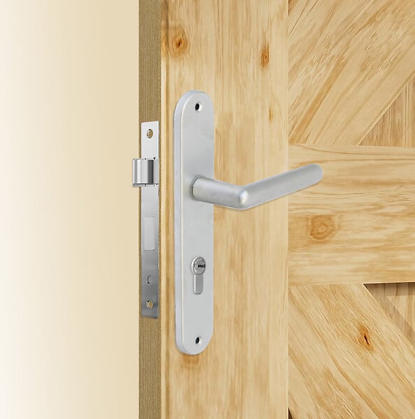 GO/ON - Ensemble poignées de porte aluminium argent 165mm trou cylindre - large