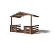 ALTANKA - Terrasse en bois avec balustrade pour abri en bois - 6m2 - 3m x 2m - imprégnée - couleur: marron - DOM147 - vignette