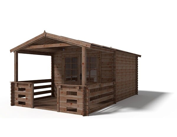 ALTANKA - Terrasse en bois avec balustrade pour abri en bois - 6m2 - 3m x 2m - imprégnée - couleur: marron - DOM147 - large