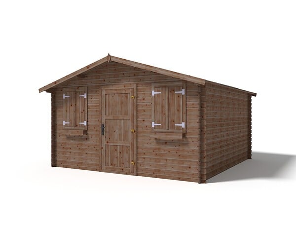 ALTANKA - Abri de jardin en bois - 16m2 - 4x4m - Traité - Ep. 28mm - Couleur: marron - DOM144 - large