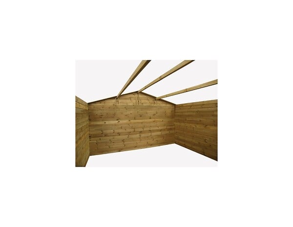 ALTANKA - Abri de jardin en bois - 16m2 - 4x4m - Traité - Ep. 28mm - Couleur: marron - DOM144 - large