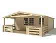 ALTANKA - Terrasse en bois avec balustrade pour abri en bois - 10m2 - 5m x 2m - couleur: naturel - DOM601 - vignette