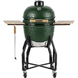 INTEC - Barbecue à charbon de bois Kamado Céramique Vert - 2 zones de cuisson Grill & Fumoir Ø56cm - Barbecue mobile + 2 tablettes INTEC - vignette
