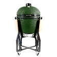 INTEC - Barbecue à charbon de bois Kamado Céramique Vert - 2 zones de cuisson Grill & Fumoir Ø56cm - Barbecue mobile + 2 tablettes INTEC - vignette