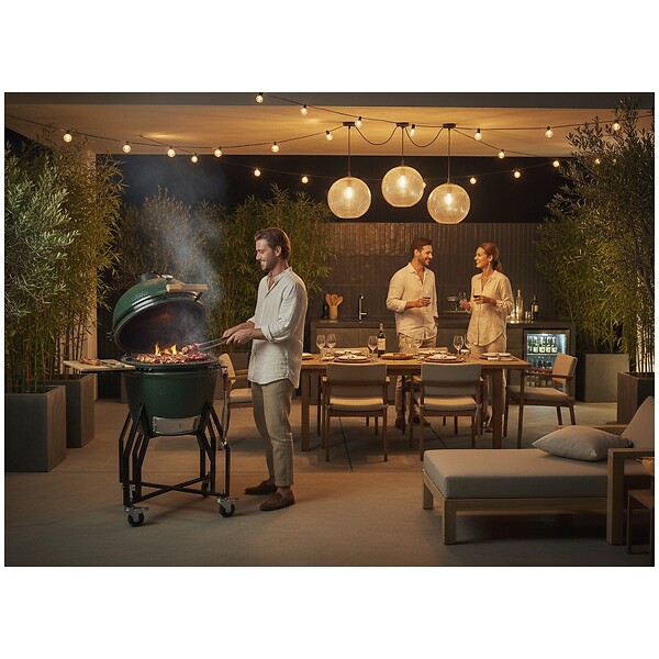 INTEC - Barbecue à charbon de bois Kamado Céramique Vert - 2 zones de cuisson Grill & Fumoir Ø56cm - Barbecue mobile + 2 tablettes INTEC - large