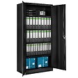 TECTAKE - Armoire de classement noir en acier époxy 180x80x40 cm avec étagères réglables et serrure à clé - vignette