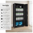 TECTAKE - Armoire de classement noir en acier époxy 180x80x40 cm avec étagères réglables et serrure à clé - vignette