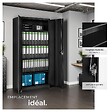 TECTAKE - Armoire de classement noir en acier époxy 180x80x40 cm avec étagères réglables et serrure à clé - vignette