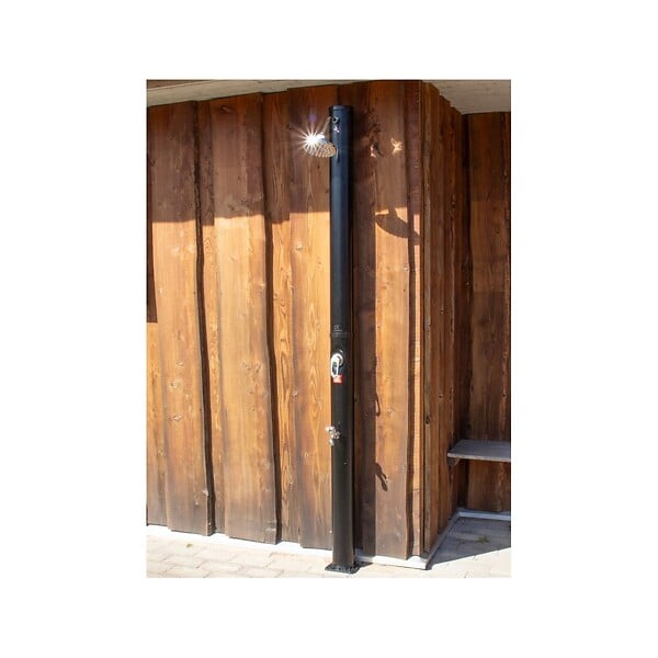 KZ GARDEN - Douche Solaire noire Ø 15cm 20L Chauffe eau Hauteur 217cm 3.5Bar Pommeau et Mitigeur Chromés Douche de Jardin KZ - large