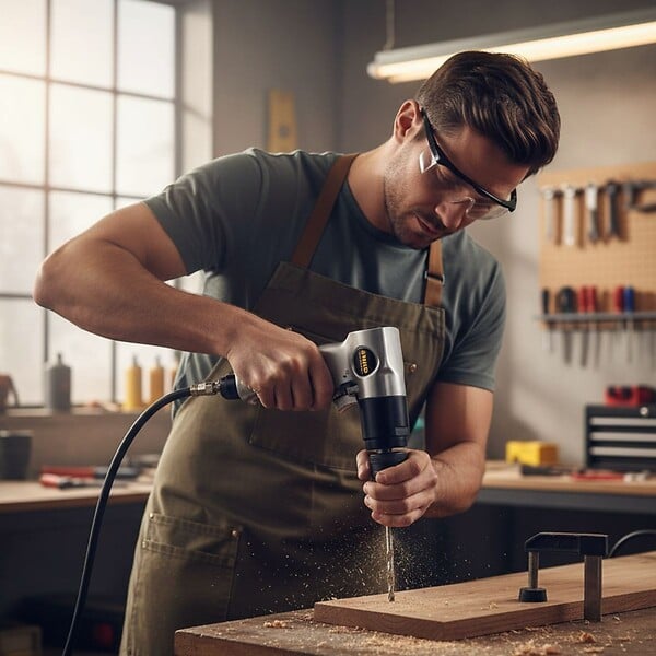 VITO - Perceuse pneumatique à air comprimé Foret Ø10 mm Max - 6.2 bar Entraînement 3/8" Conso :142 l/min Vitesse 1800 tr/min VITO - large