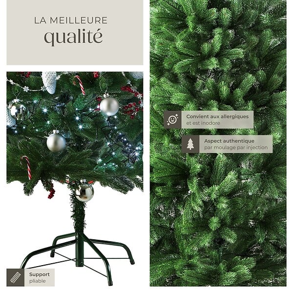 TECTAKE - Sapin de Noël artificiel moulé par injection avec support métallique vert - large