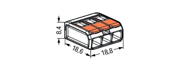 WAGO - Lot de 50 bornes WAGO 221 Mini 3x4mm² à leviers souple & rigide - large