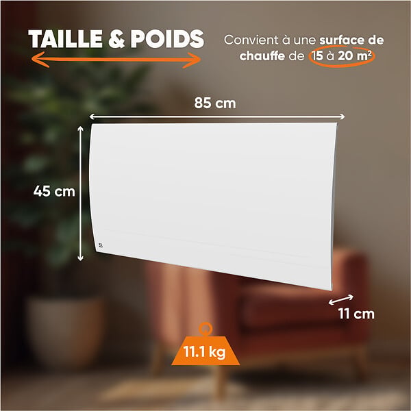 BESTHERM - Radiateur électrique fixe connecté WiFi à inertie sèche céramique - BESTHERM - LESSO CONNECT 2000W - horizontal blanc - large