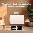 BESTHERM - Radiateur électrique fixe à inertie sèche céramique 1500W ARIA horizontal blanc - vignette
