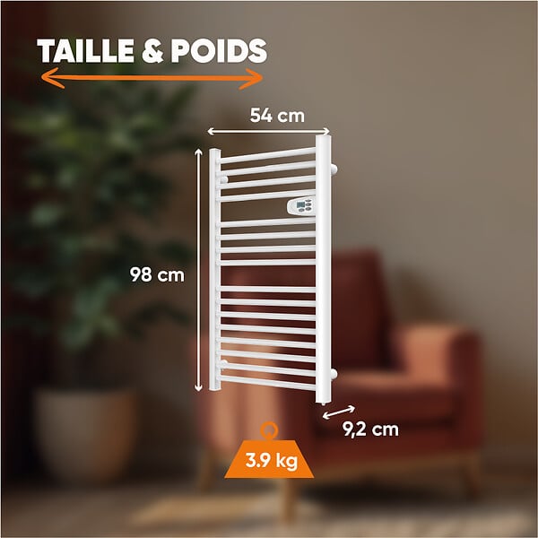 BESTHERM - Sèche-serviette électrique sans fluide - BESTHERM - HESTIA 500W - blanc - large
