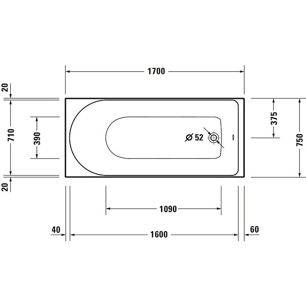 DURAVIT - Baignoire droite D-Neo 170 x75 cm + Pare bain droit AURYS Raywall chromé - large