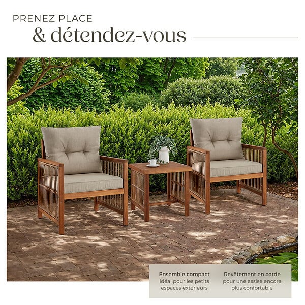 TECTAKE - Ensemble lounge EIVISSA au design en corde marron naturel - large