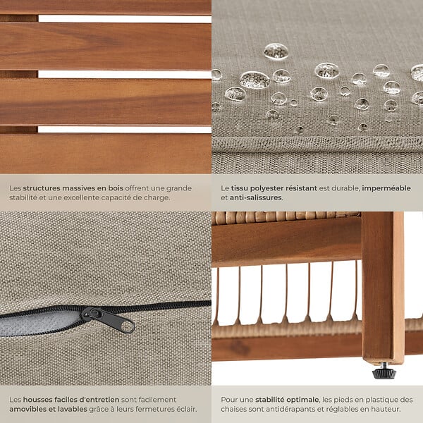 TECTAKE - Ensemble lounge EIVISSA au design en corde marron naturel - large