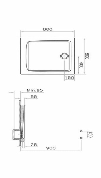 VITRA - Receveur de douche ARKITEKT carré 80x80cm antidérapant - VITRA - 5805L003M0578 - large